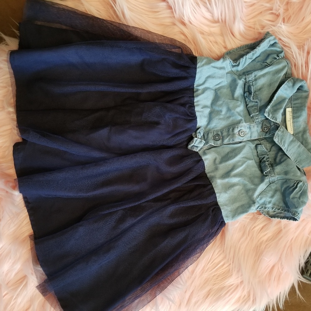 Denim and blue tulle dress